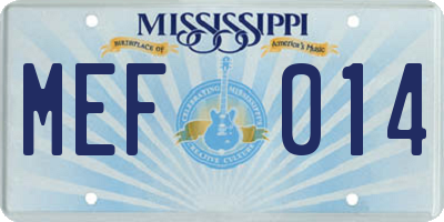 MS license plate MEF014