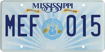 MS license plate MEF015