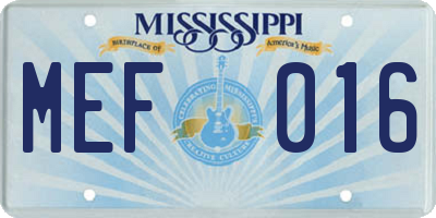 MS license plate MEF016