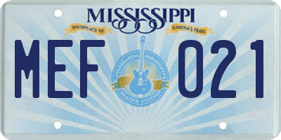 MS license plate MEF021