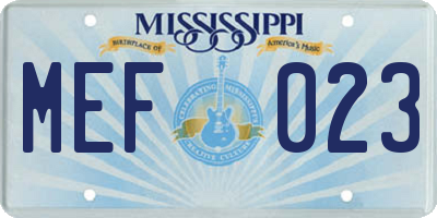 MS license plate MEF023