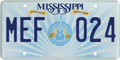 MS license plate MEF024
