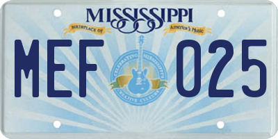 MS license plate MEF025