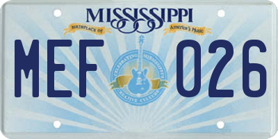 MS license plate MEF026