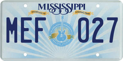MS license plate MEF027