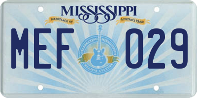 MS license plate MEF029