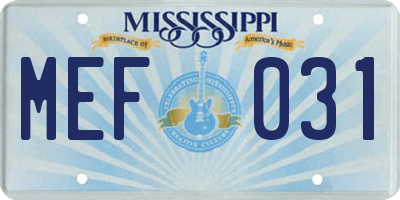 MS license plate MEF031