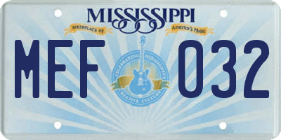 MS license plate MEF032