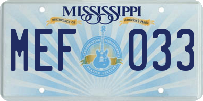 MS license plate MEF033