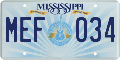 MS license plate MEF034