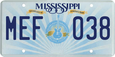 MS license plate MEF038