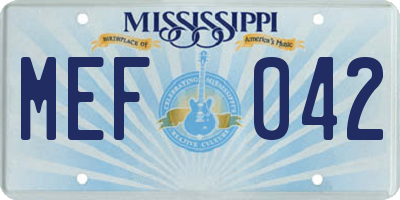 MS license plate MEF042