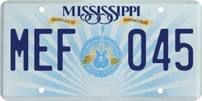 MS license plate MEF045