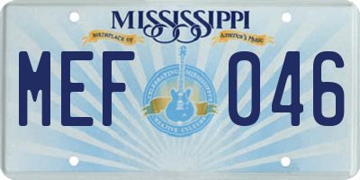 MS license plate MEF046