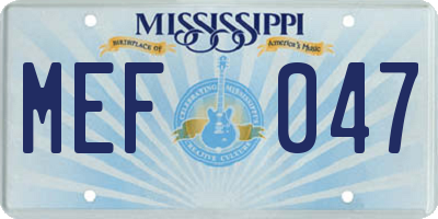 MS license plate MEF047