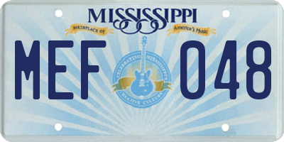 MS license plate MEF048