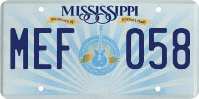MS license plate MEF058