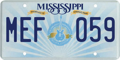MS license plate MEF059