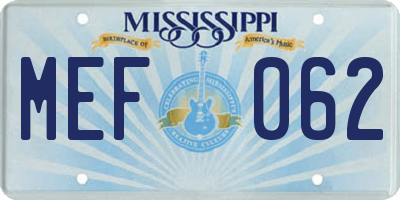 MS license plate MEF062