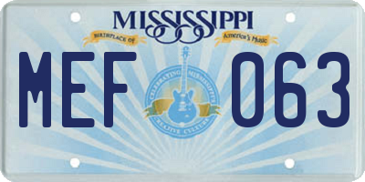 MS license plate MEF063