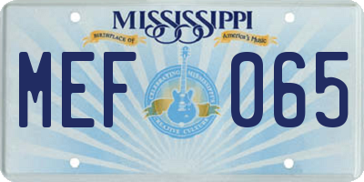 MS license plate MEF065