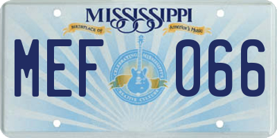 MS license plate MEF066