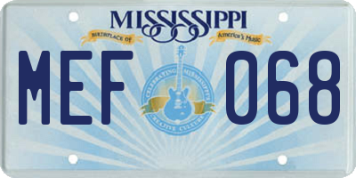 MS license plate MEF068