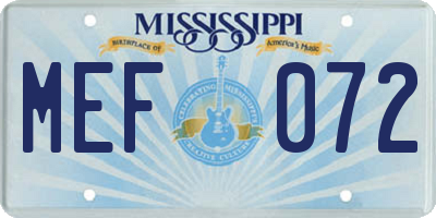 MS license plate MEF072