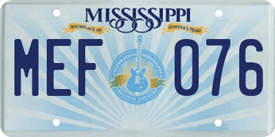 MS license plate MEF076