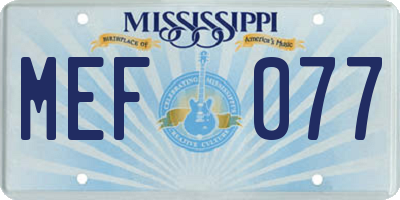 MS license plate MEF077
