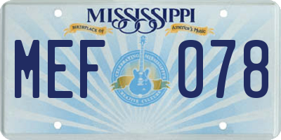 MS license plate MEF078