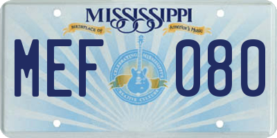 MS license plate MEF080