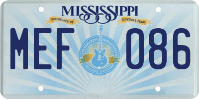 MS license plate MEF086