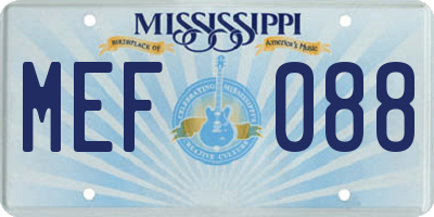 MS license plate MEF088