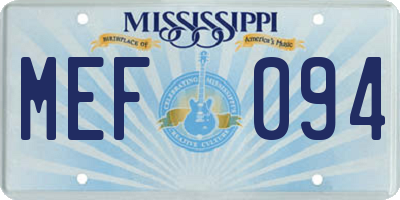 MS license plate MEF094