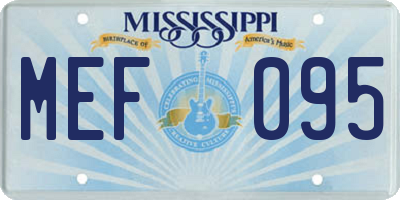 MS license plate MEF095