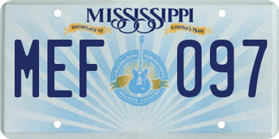 MS license plate MEF097