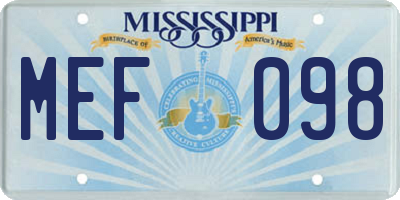 MS license plate MEF098