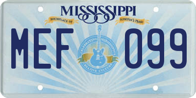 MS license plate MEF099
