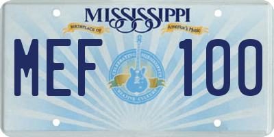 MS license plate MEF100