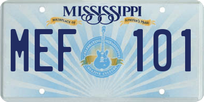 MS license plate MEF101