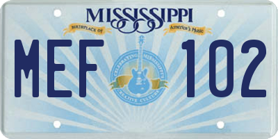 MS license plate MEF102