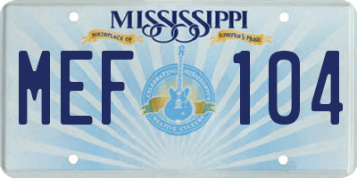 MS license plate MEF104