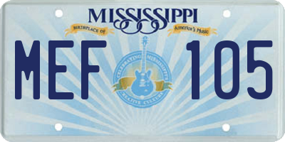 MS license plate MEF105