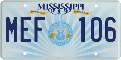 MS license plate MEF106