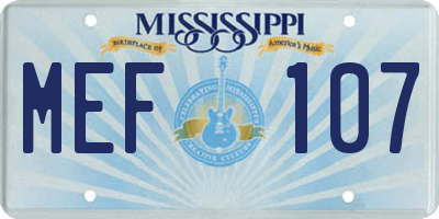 MS license plate MEF107