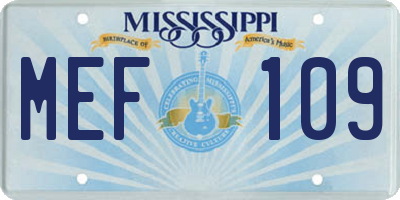 MS license plate MEF109