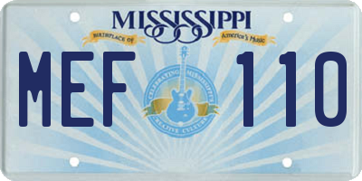 MS license plate MEF110