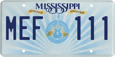 MS license plate MEF111