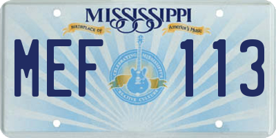 MS license plate MEF113